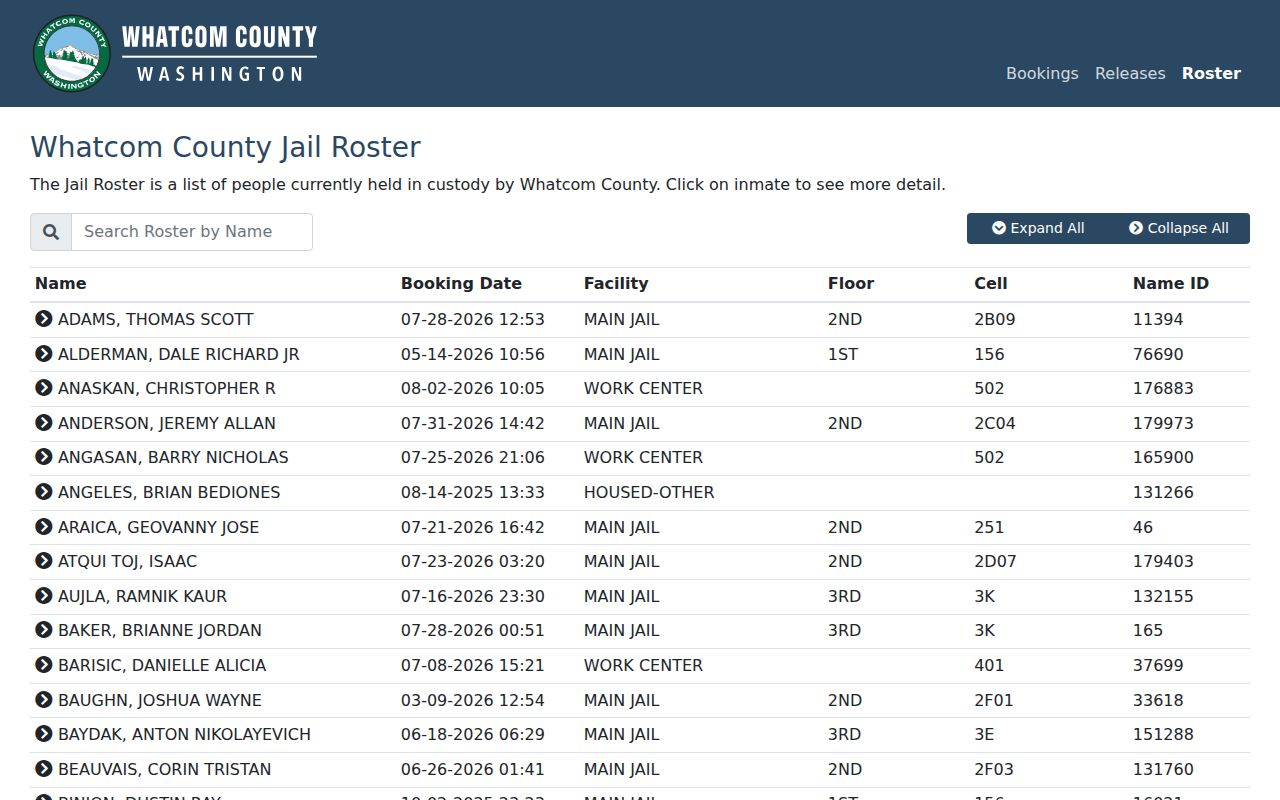 Whatcom County people search jail roster