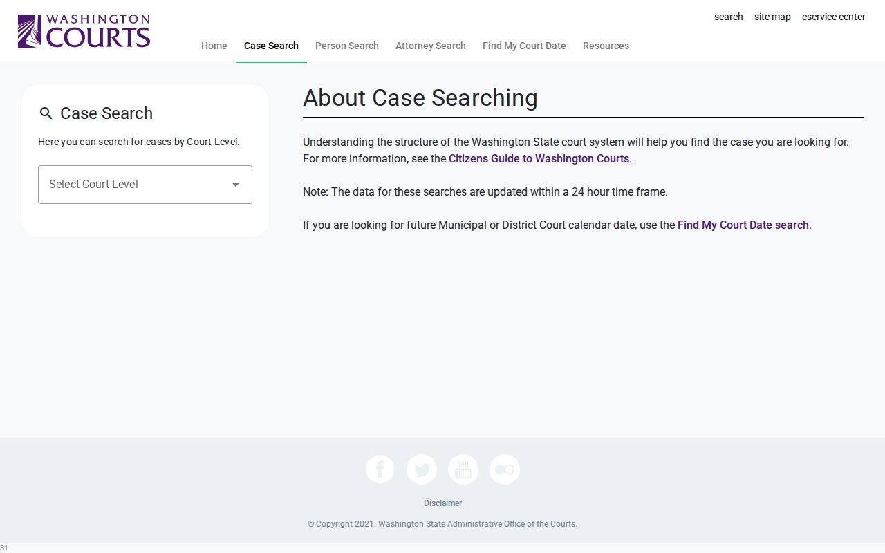 Whatcom County public records court case search filters